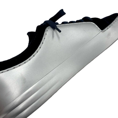 シャネル CHANEL スニーカー 靴 シューズ ベロア レザー シルバー ネイビー ココマーク