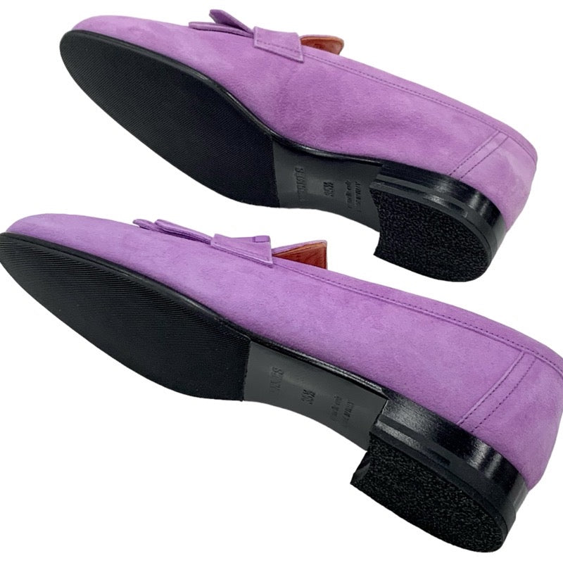 エルメス HERMES ロワイヤル ローファー 革靴 靴 シューズ スエード パープル モカシン フラットシューズ H金具 フリンジ