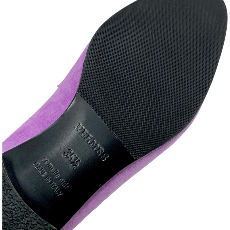 エルメス HERMES ロワイヤル ローファー 革靴 靴 シューズ スエード パープル モカシン フラットシューズ H金具 フリンジ