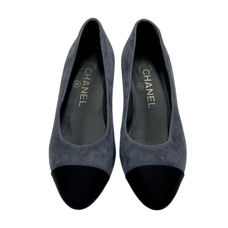 Chanel CHANEL Pumps Shoes Suede Fabric Gray Black Coco Mark