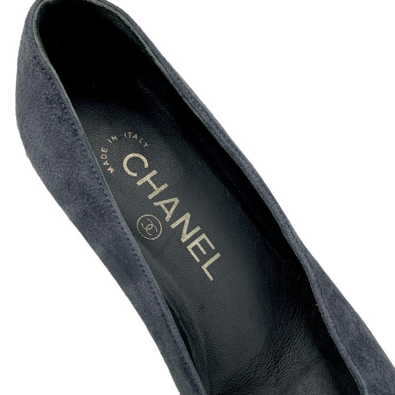 Chanel CHANEL Pumps Shoes Suede Fabric Gray Black Coco Mark