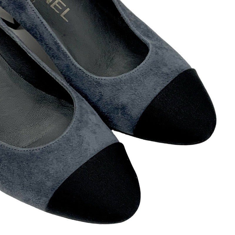 Chanel CHANEL Pumps Shoes Suede Fabric Gray Black Coco Mark