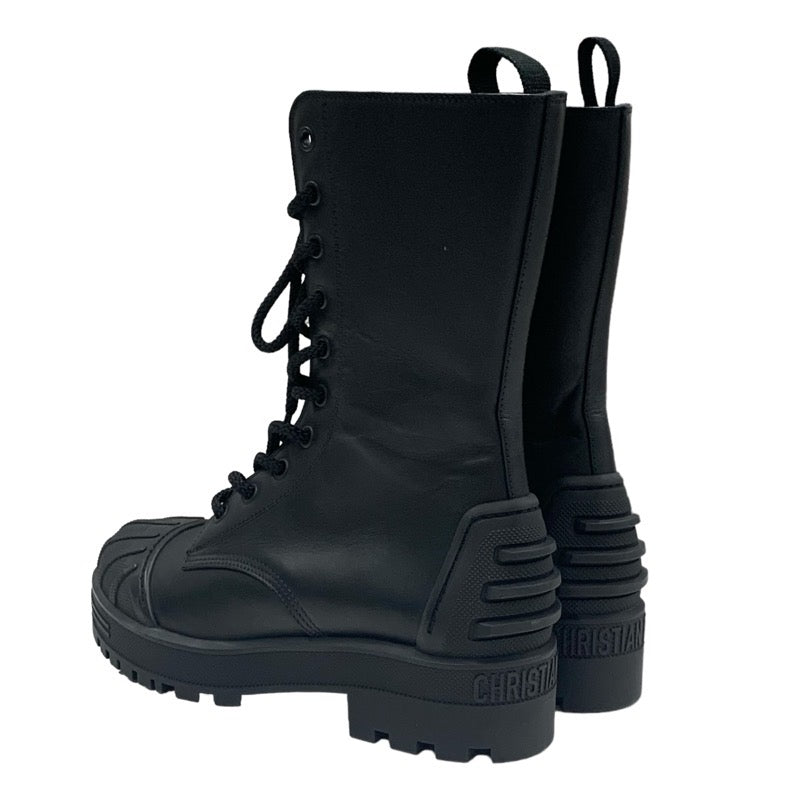 Christian Dior CHRISTIAN DIOR Boots, Short Boots, Shoes, Leather, Rubber, Black, Middle Boots, Logo, Lace-up