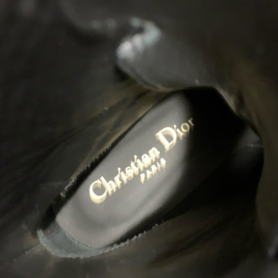 Christian Dior CHRISTIAN DIOR Boots, Short Boots, Shoes, Leather, Rubber, Black, Middle Boots, Logo, Lace-up