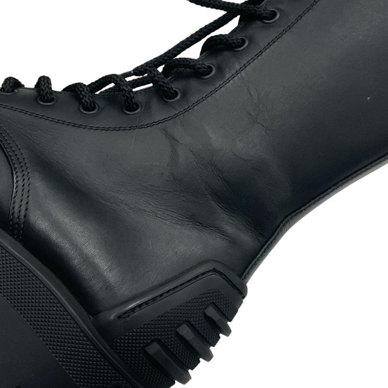 Christian Dior CHRISTIAN DIOR Boots, Short Boots, Shoes, Leather, Rubber, Black, Middle Boots, Logo, Lace-up