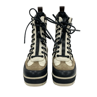 LOUIS VUITTON Lauriat Line Monogram Boots Short Boots Shoes Suede Leather Off-White Brown Black Lace-up Ankle Boots