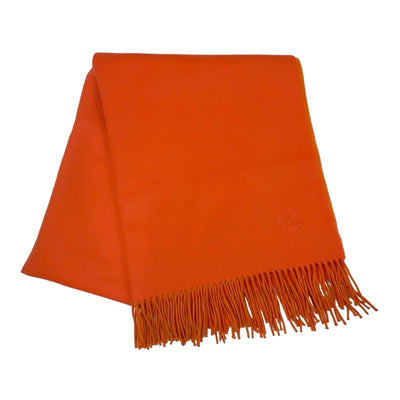 Hermes Double Face Muffler Cashmere Orange Logo Stole