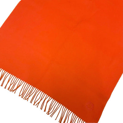 Hermes Double Face Muffler Cashmere Orange Logo Stole