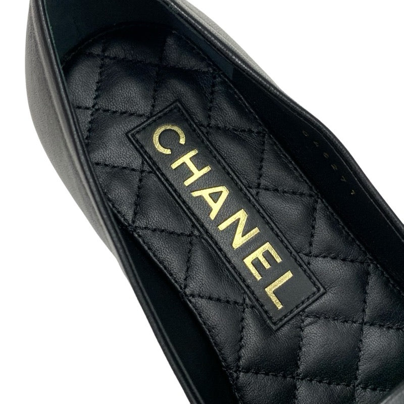 シャネル CHANEL ローファー 革靴 靴 シューズ ラムスキン ブラック 黒 ゴールド オペラシューズ フラットシューズ ココマーク