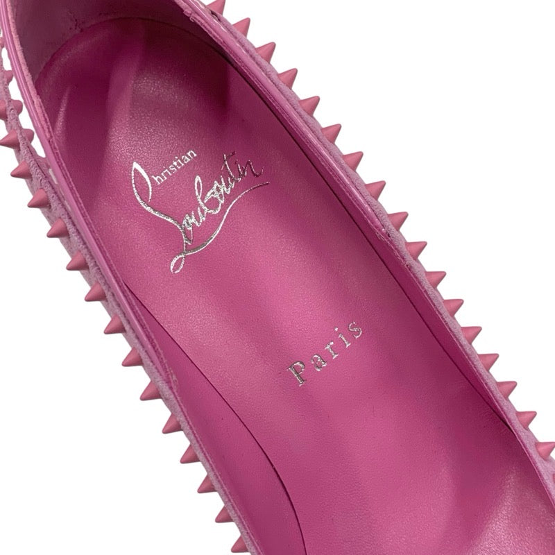 クリスチャンルブタン Christian Louboutin DUVETTE SPIKES 85 パンプス 靴 シューズ スエード パテント ピンク 未使用 スパイク スタッズ