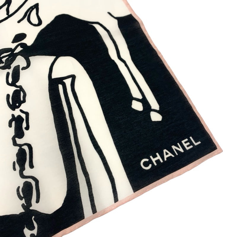 Chanel CHANEL scarf black white pink unused coco mark icon