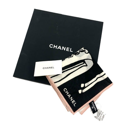 Chanel CHANEL scarf black white pink unused coco mark icon