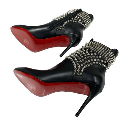 クリスチャンルブタン Christian Louboutin HONGROISE 85 ブーツ ショートブーツ 靴 シューズ レザー ブラック 黒 シルバー 未使用 スパイク スタッズ