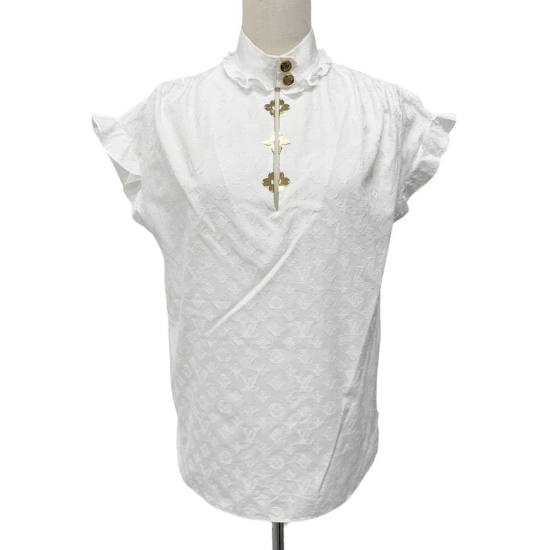 ルイヴィトン LOUIS VUITTON トップス コットン ホワイト ゴールド シャツ ブラウス モノグラム 半袖