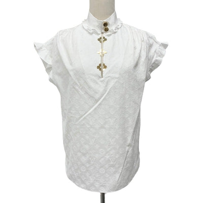 ルイヴィトン LOUIS VUITTON トップス コットン ホワイト ゴールド シャツ ブラウス モノグラム 半袖