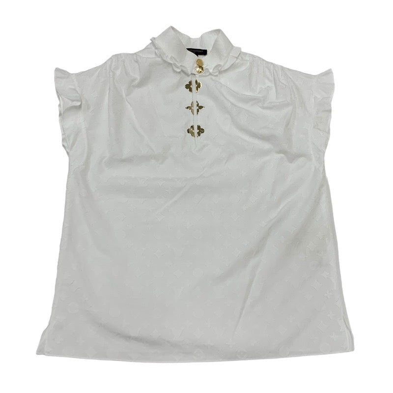 ルイヴィトン LOUIS VUITTON トップス コットン ホワイト ゴールド シャツ ブラウス モノグラム 半袖