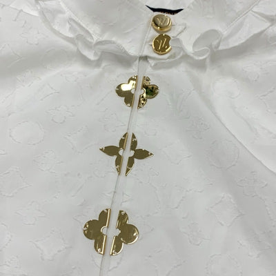 ルイヴィトン LOUIS VUITTON トップス コットン ホワイト ゴールド シャツ ブラウス モノグラム 半袖