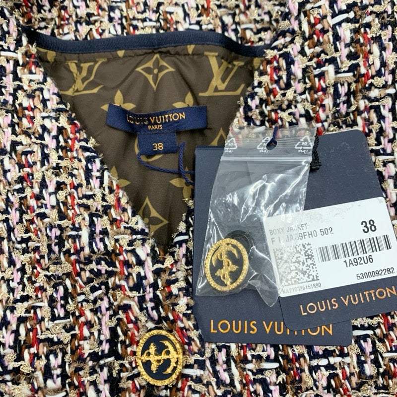 ルイヴィトン LOUIS VUITTON モノグラムジレボクシーツイードジャケット アウター マルチカラー  未使用 モノグラム ツイード