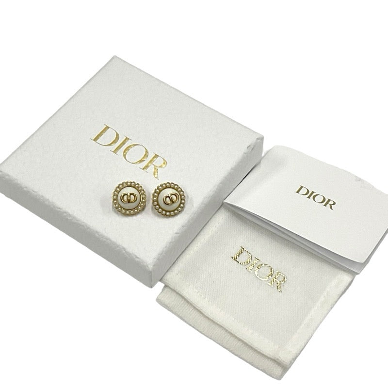 クリスチャンディオール CHRISTIAN DIOR Petit CD ピアス イヤリング ゴールド ホワイト クリップオン スタッドピアス パール