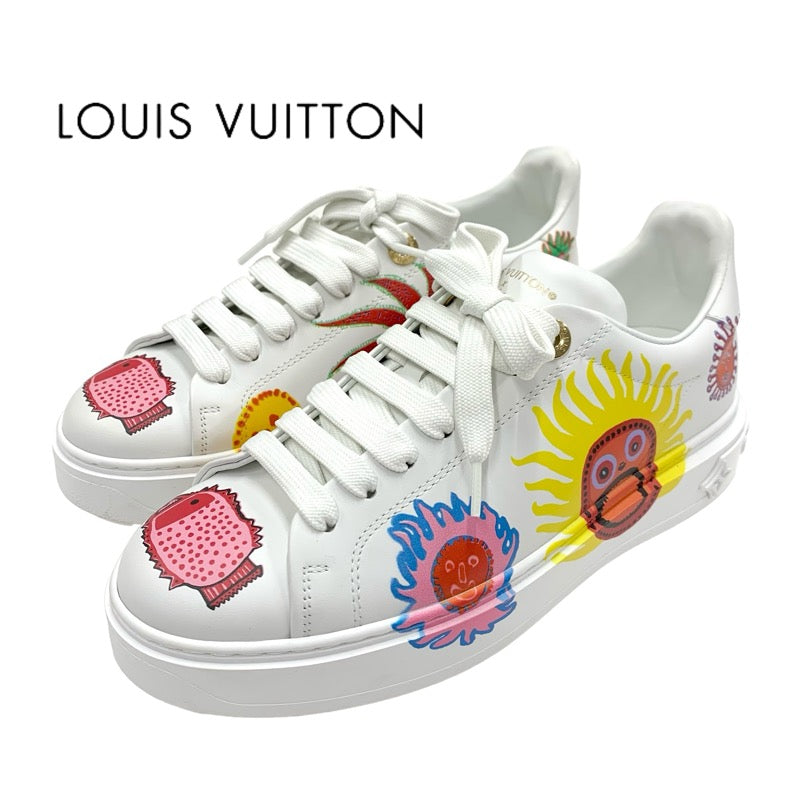 ルイヴィトン LOUIS VUITTON タイムアウトライン スニーカー 靴 シューズ レザー ホワイト マルチカラー 草間彌生