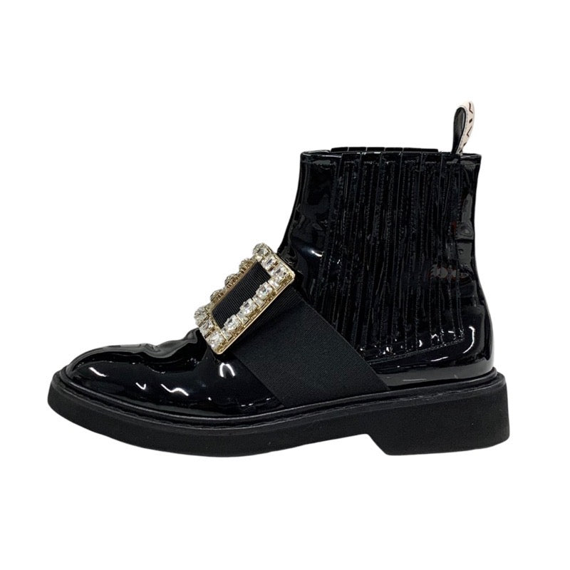 ロジェヴィヴィエ Roger Vivier ヴィヴレンジャー ブーツ ショートブーツ 靴 シューズ パテント ブラック 黒 ストラスバックル ビジュー