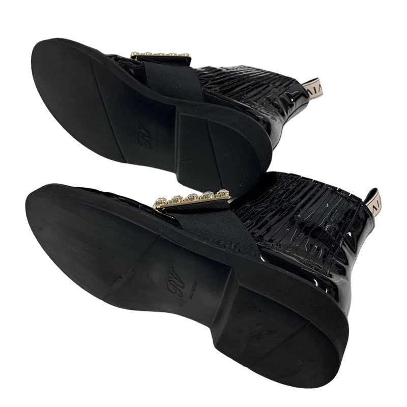 ロジェヴィヴィエ Roger Vivier ヴィヴレンジャー ブーツ ショートブーツ 靴 シューズ パテント ブラック 黒 ストラスバックル ビジュー