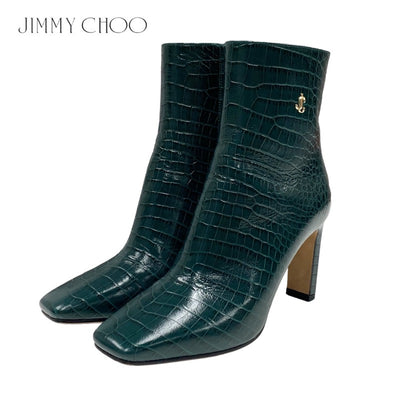 ジミーチュウ JIMMY CHOO ブーツ ショートブーツ 靴 シューズ レザー グリーン クロコ ロゴ