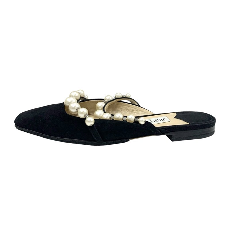 ジミーチュウ JIMMY CHOO AMAYA FLAT フラットシューズ 靴 シューズ スエード ブラック ホワイト 黒 パール ミュール