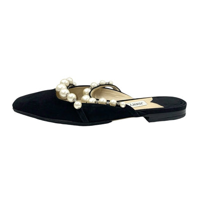 ジミーチュウ JIMMY CHOO AMAYA FLAT フラットシューズ 靴 シューズ スエード ブラック ホワイト 黒 パール ミュール
