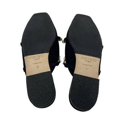 ジミーチュウ JIMMY CHOO AMAYA FLAT フラットシューズ 靴 シューズ スエード ブラック ホワイト 黒 パール ミュール