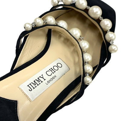 ジミーチュウ JIMMY CHOO AMAYA FLAT フラットシューズ 靴 シューズ スエード ブラック ホワイト 黒 パール ミュール