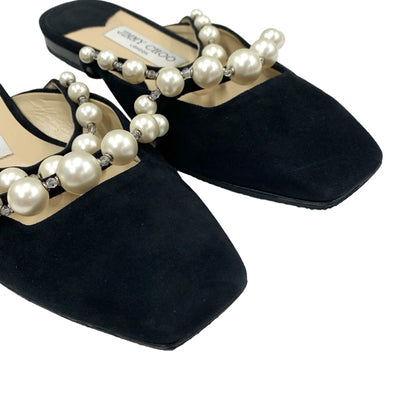 ジミーチュウ JIMMY CHOO AMAYA FLAT フラットシューズ 靴 シューズ スエード ブラック ホワイト 黒 パール ミュール