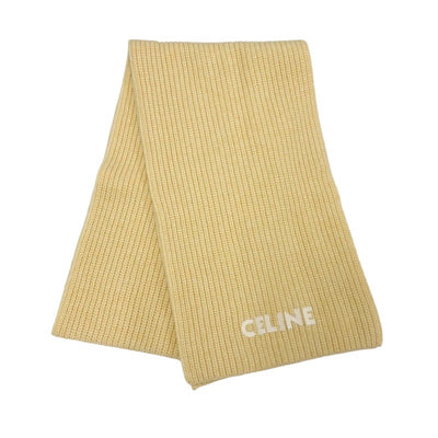 セリーヌ CELINE マフラー ウール イエローゴールド ロゴ