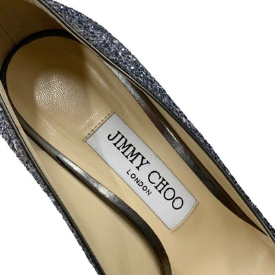 ジミーチュウ JIMMY CHOO ROMY 100 パンプス 靴 シューズ グリッター ネイビー シルバー グラデーション メタルヒール パーティーシューズ