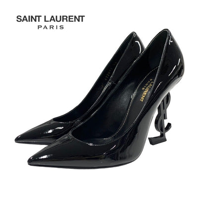 サンローラン SAINT LAURENT オピウム パンプス 靴 シューズ パテント ブラック 黒 YSLロゴヒール