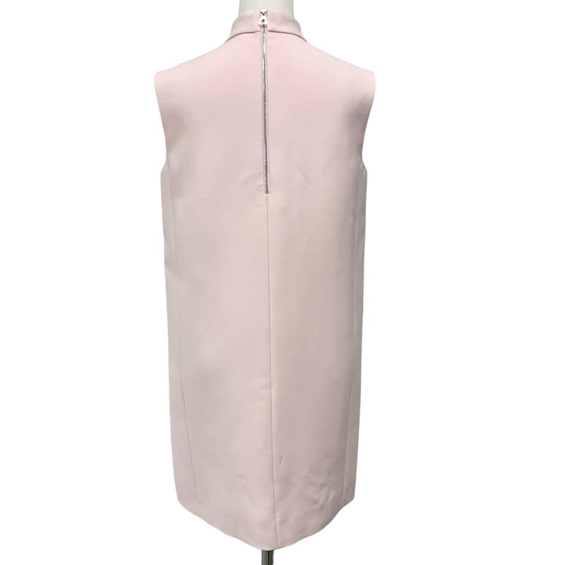 ルイヴィトン LOUIS VUITTON ワンピース ウール シルク ピンク シルバー モックネックストレートドレス ノースリーブ LV サークル