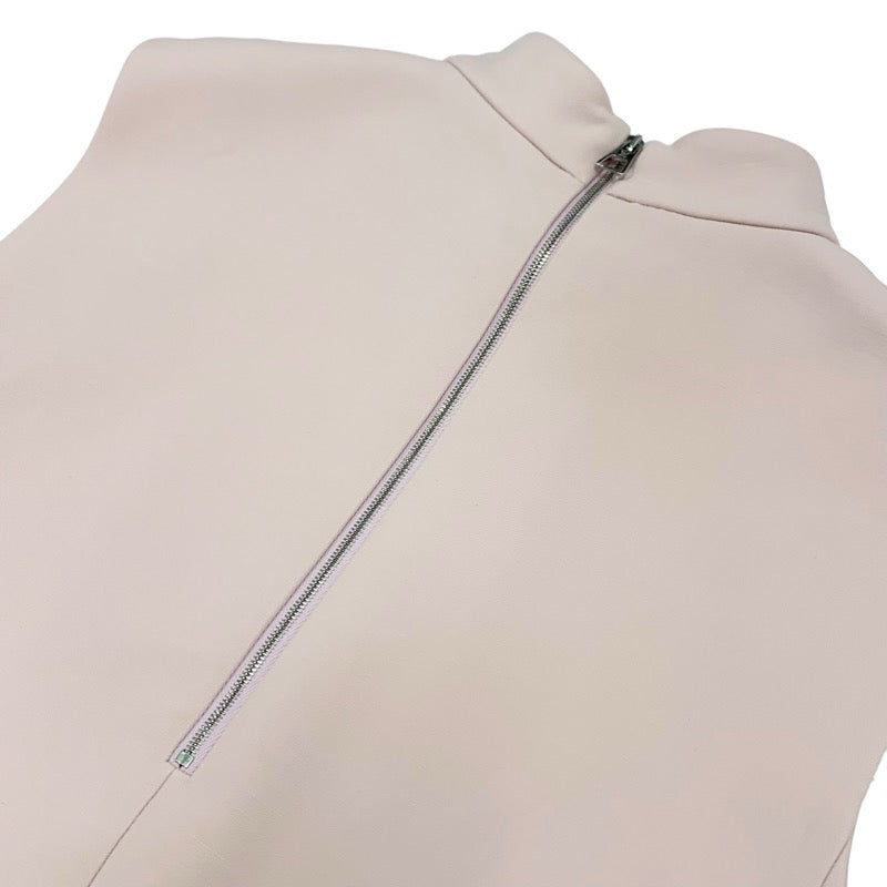 ルイヴィトン LOUIS VUITTON ワンピース ウール シルク ピンク シルバー モックネックストレートドレス ノースリーブ LV サークル