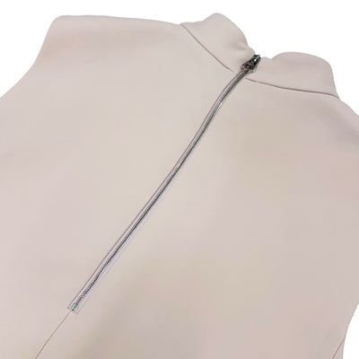 ルイヴィトン LOUIS VUITTON ワンピース ウール シルク ピンク シルバー モックネックストレートドレス ノースリーブ LV サークル