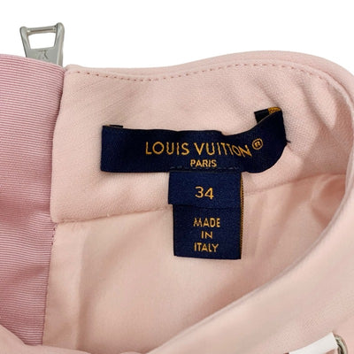 ルイヴィトン LOUIS VUITTON ワンピース ウール シルク ピンク シルバー モックネックストレートドレス ノースリーブ LV サークル