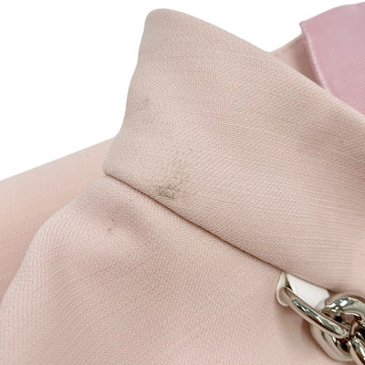 ルイヴィトン LOUIS VUITTON ワンピース ウール シルク ピンク シルバー モックネックストレートドレス ノースリーブ LV サークル