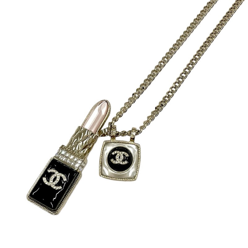 シャネル CHANEL ネックレス ペンダント チョーカー ゴールド ココマーク リップ チャーム ラインストーン