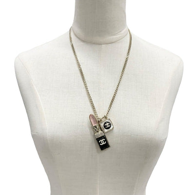 シャネル CHANEL ネックレス ペンダント チョーカー ゴールド ココマーク リップ チャーム ラインストーン