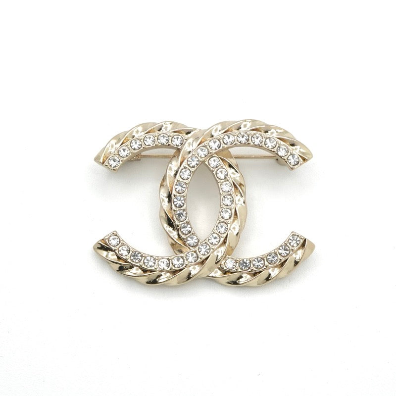 シャネル CHANEL ブローチ コサージュ ゴールド ココマーク ラインストーン