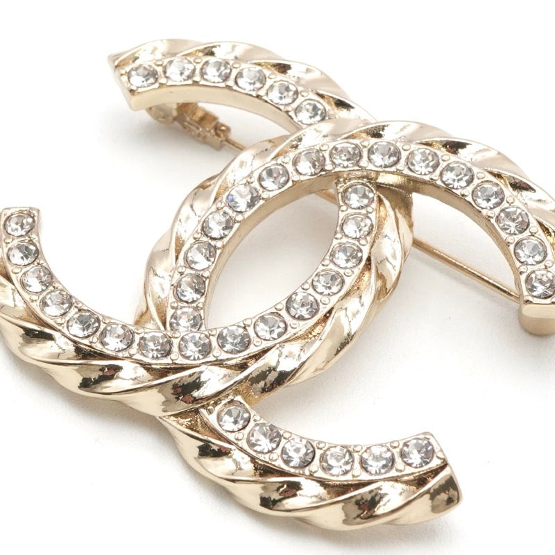 シャネル CHANEL ブローチ コサージュ ゴールド ココマーク ラインストーン