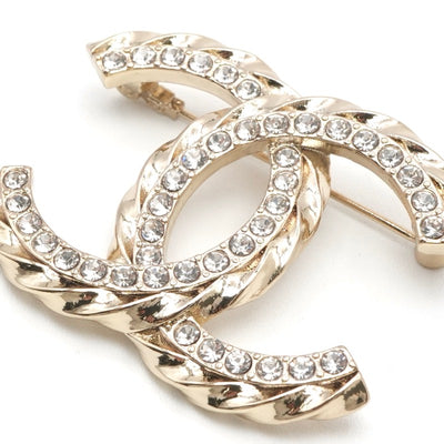 シャネル CHANEL ブローチ コサージュ ゴールド ココマーク ラインストーン