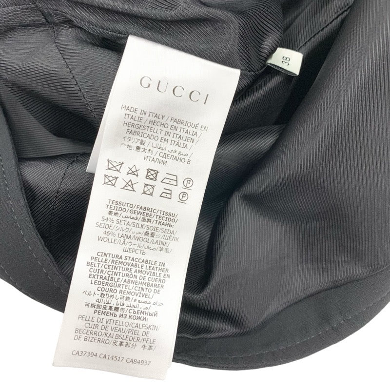 グッチ GUCCI ワンピース シルク ウール ブラック ゴールド 未使用 GG ベルト付き ノースリーブ