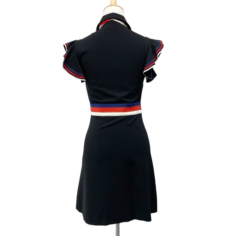 グッチ GUCCI ワンピース レーヨン ブラック フリル ノースリーブ ジップ