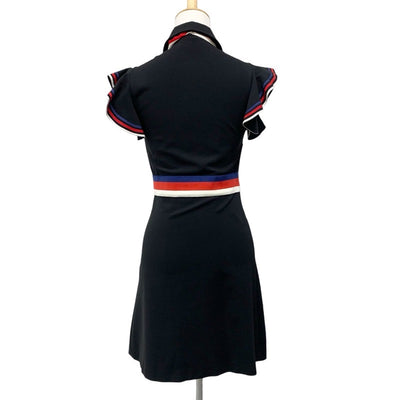 グッチ GUCCI ワンピース レーヨン ブラック フリル ノースリーブ ジップ