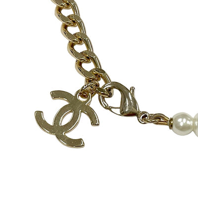 Chanel CHANEL necklace pendant choker gold coco mark rhinestone pearl