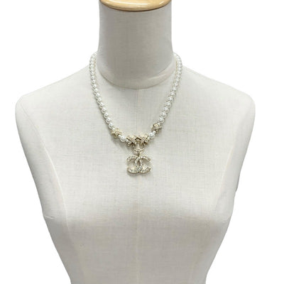 Chanel CHANEL necklace pendant choker gold coco mark rhinestone pearl